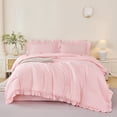 thumbnail image 4 of URBONUR Twin Kids Comforter Set Pink-5 Pieces Ruffle Bed in A Bag with Sheets Lightweight Farmhouse Bedding Sets for Kid Teens(Pink Twin), 4 of 11