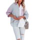 thumbnail image 2 of Txlixc Blusa de mujer Contraste Color Costura Manga larga Solapa Cierre de botón Suelta Versátil Camisa casual Tops Txlixc  Moda, 2 of 9
