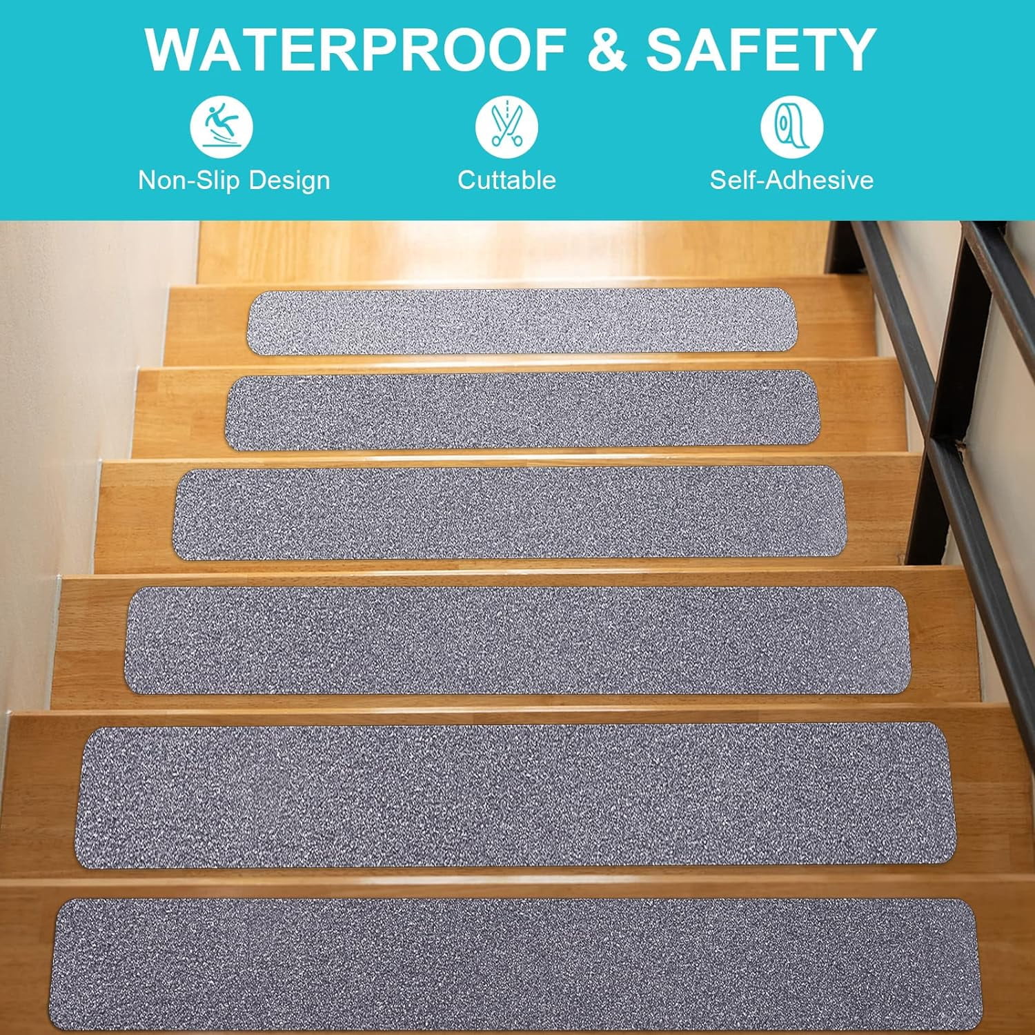 Grip Tape, Anti Slip Tape Outdoor/Indoor Waterproof, Non Slip Tape for Stair Steps, Tread Staircases, Ramps, Skateboards (Grey Tape, 5.9" x 33Ft)