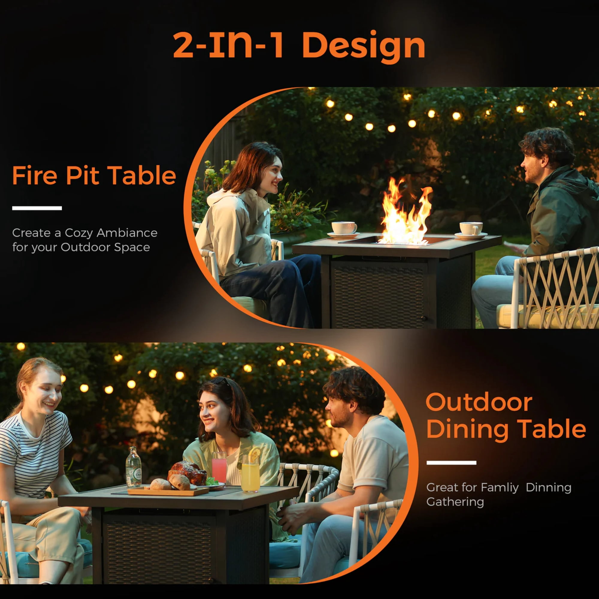 BALI OUTDOORS Propane Gas Fire Pit Table with Lid for Outside Backyard, Patio 50000 BTU 30 inch