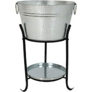 Madhus Collection Oval Galvanized Steel Pebbled Texture Beverage Tub, Rust Proof
