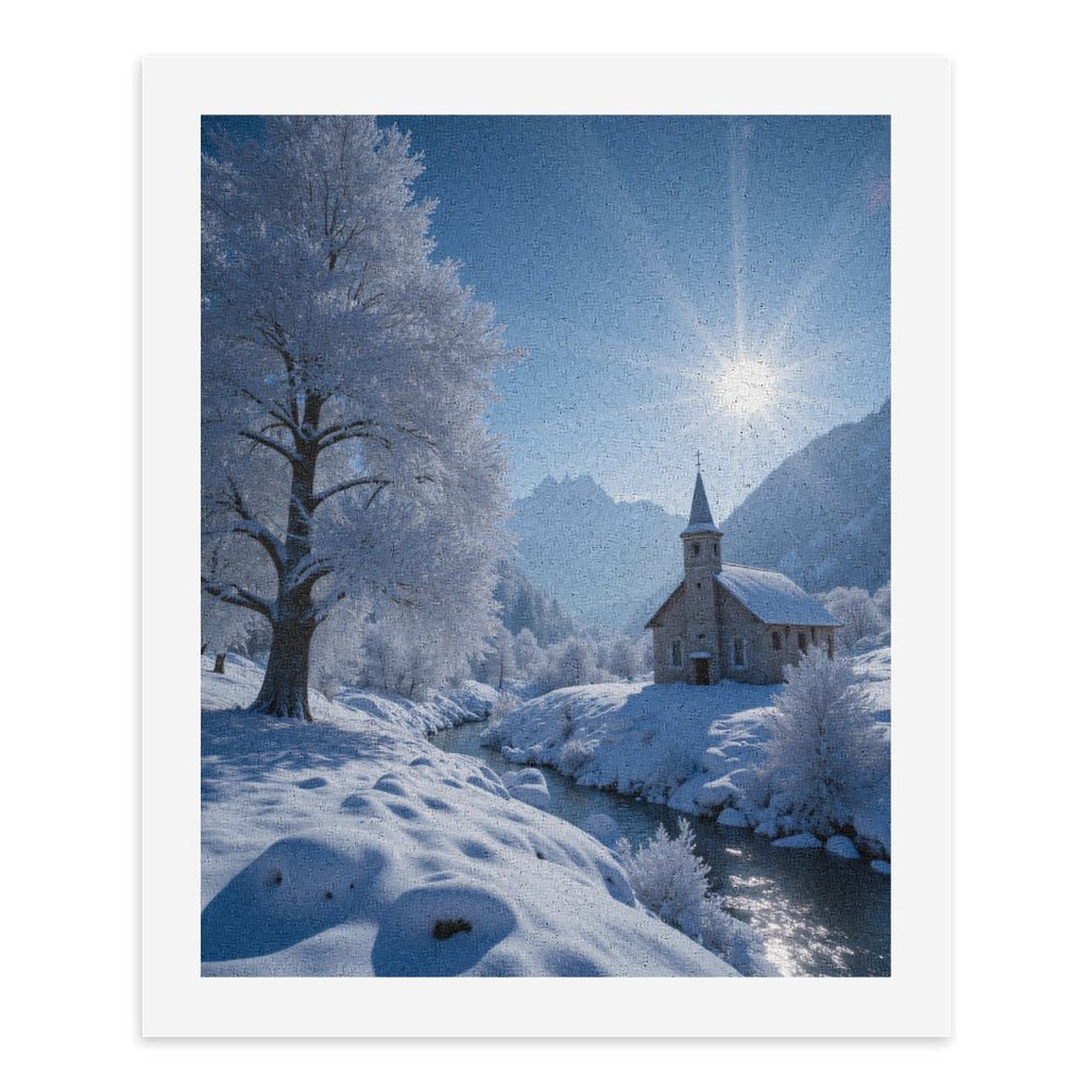 Paint by Numbers Kit for Adults, Winter Landscape Serene Snow Chapel Paint by Numbers, Easy Paint by Numbers Kit for Adults Beginner, DIY Adult Paint by Number Kits on Canvas, Home Decor
