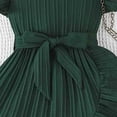 thumbnail image 4 of Girls Summer Dress Formal Ruffle Sleeve A Line Casual Cute Elegant Dresses with Belt Dark Green 5-6 Years, 4 of 7
