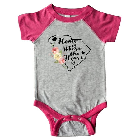 

Inktastic South Carolina Home is Where The Heart is with Watercolor Floral Gift Baby Girl Bodysuit