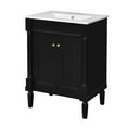 thumbnail image 5 of Tcbosik 24 inch Bathroom Vanity with Ceramic Sink, Floor Standing Vanity Storage Cabinet with Adjustable Shelf and 2 Soft Close Doors, Black, 5 of 9