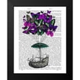 thumbnail image 2 of Fab Funky 12x14 Black Modern Framed Museum Art Print Titled - Butterfly Airship 2 Purple and Green, 2 of 5