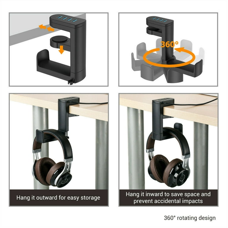  360° Rotating Desk Controller Headphone Holder