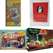 Assorted Board Games 4 Pack Bundle: Build-A-Bear Workshop Pin the Heart on the Bear Game, 2003 The Game of SCATTERGORIES, Mercury Games Shop N Time Board Game, Cryptozoic Entertainment Rick and Morty