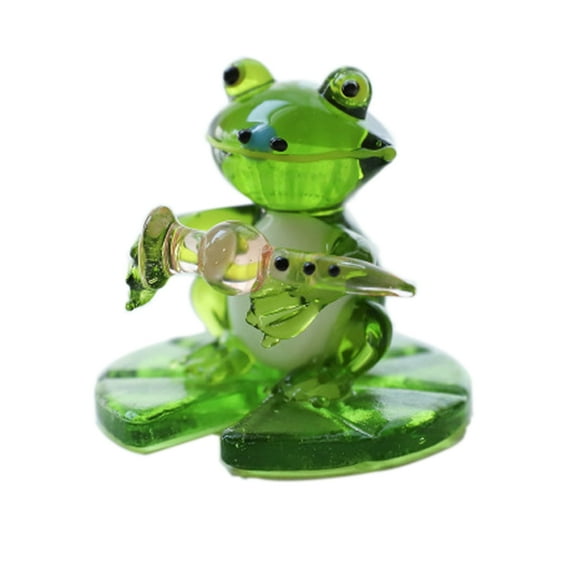 Glass Frog Figurines Hand Blown Art Glass Frog Miniature Animals Gifts Sculpture Statue for Home Desk Decorstyle:style2;