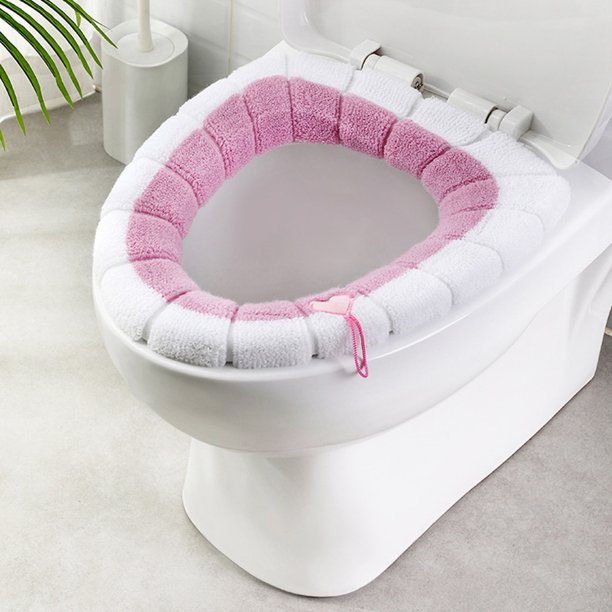 Cómoda cubierta de asiento de inodoro, manija de terciopelo Coral para baño, alfombrillas generales para asientos de inodoro para el invierno, cubiertas de tapa de Closestool para el hogar JFHHH pequeña