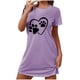 thumbnail image 2 of Camisón corto extragrande para mujer, estampado, cuello redondo y manga corta, de poliéster., 2 of 6