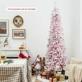 thumbnail image 3 of Costway 7FT Pre-Lit Snow Flocked Hinged Pencil Christmas Tree w/ 300 Lights & 8 Modes, 3 of 12