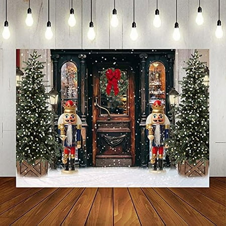 Image of Christmas Nutcracker Theme Party Backdrop Merry Xmas Bokeh White Snowflake Pine Trees Lamp Outdoor Background New Year Family Holiday Kids Birthday Baby Shower Portrait Photo Booth Props1