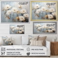 thumbnail image 4 of Designart "Ink-Blot Blooms: White And Blue Mums IV" Chrysanthemums Floater Framed Canvas Wall Art, 4 of 5