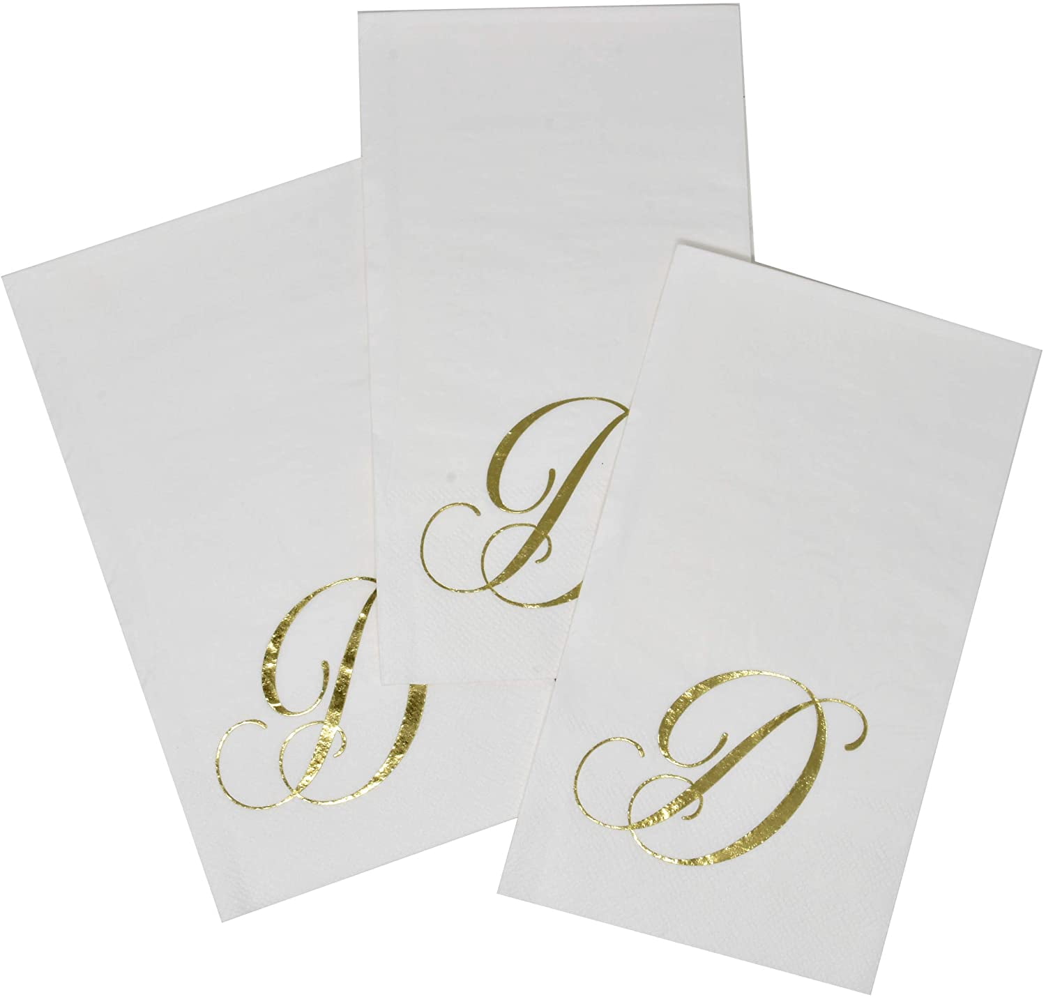 Gift Boutique Monogram Guest Napkins Letter D, 100 Count 2-Ply Disposable Paper Napkins, Gold Foil White Decorative Hand Towels for Wedding Party Bathroom