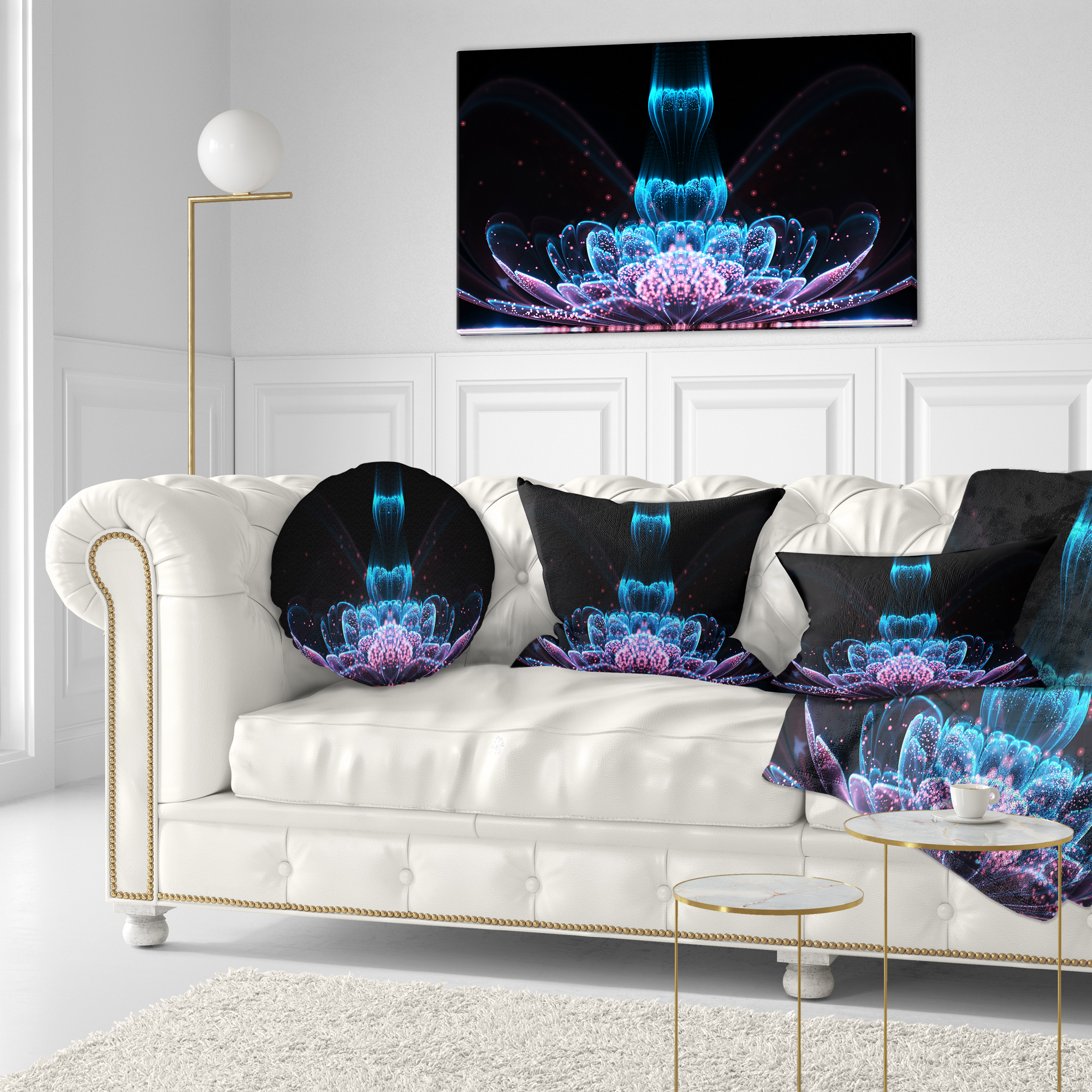 Designart 12" x 20" Blue Polyester Throw Pillow