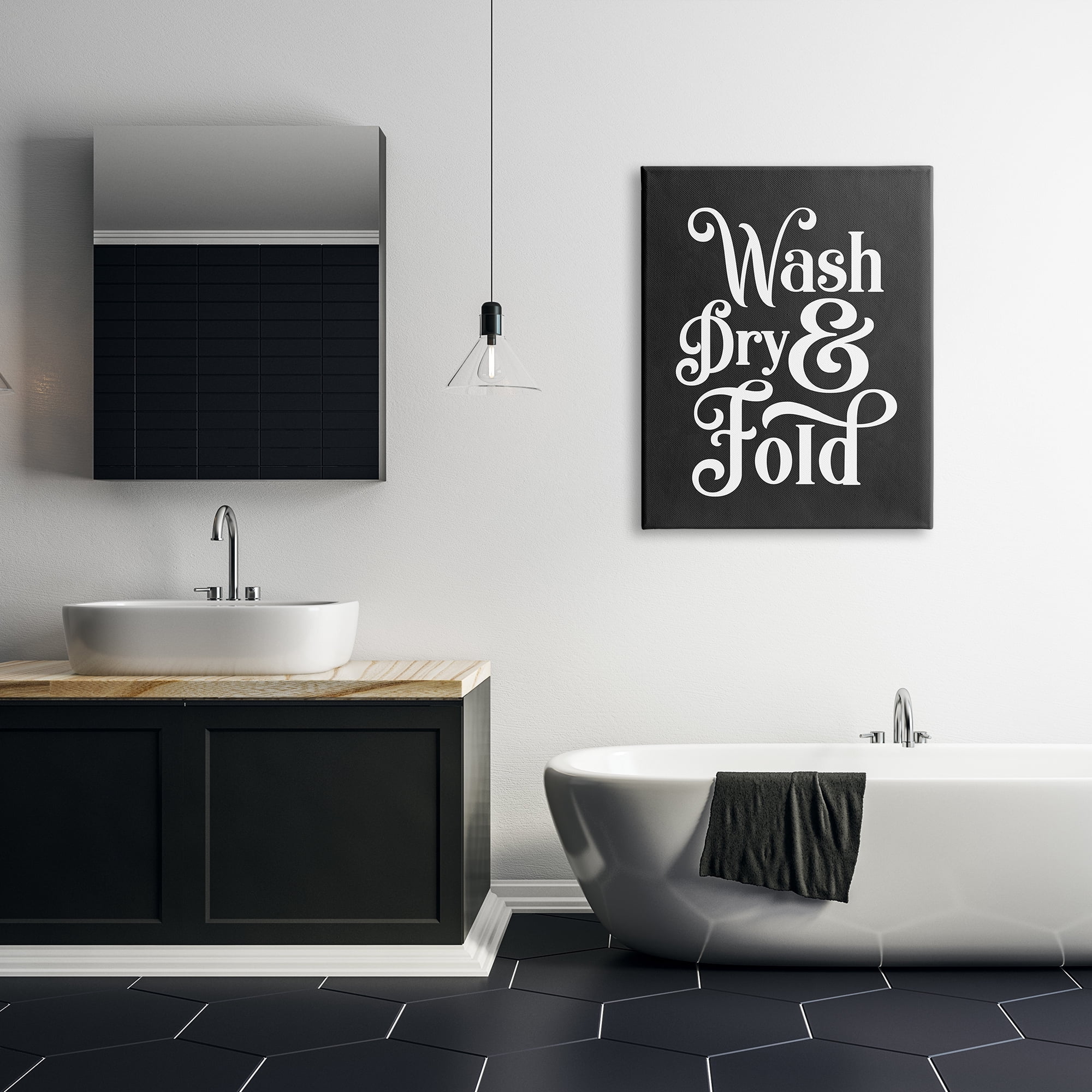 Stupell Industries Wash Dry and Fold Vintage Typography Minimal Laundry Country Painting Gallery-Wrapped Canvas Print Wall Art, 30 x 40, Design by Lettered and Lined