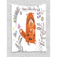 thumbnail image 1 of Father's Day Tapestry, Cartoon Style Cat Dad and Baby Kitten with Flower Branches, Wall Hanging for Bedroom Living Room Dorm Decor, 60W X 80L Inches, Pale Vermilion and Multicolor, by Ambesonne, 1 of 2