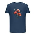 thumbnail image 4 of Dagegui Men's Short Sleeve Shirts Trendy Flower Graphic T-Shirts Summer Crewneck Pullover Top Big and Tall Running Athletic Shirt Tees Navy 2XL, 4 of 4