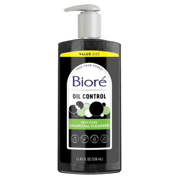 Bioré Deep Pore Charcoal Daily Face Wash Care for Dirt & Makeup Removal, for Skin Care, 11.45 fl oz