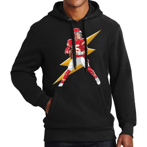 Game Garment Football Graphic Hoodies Kansas City Quarterback Throw Thunderbolt Hooded Sweatshirt - QB#15 Hoodie Black XS-3XL