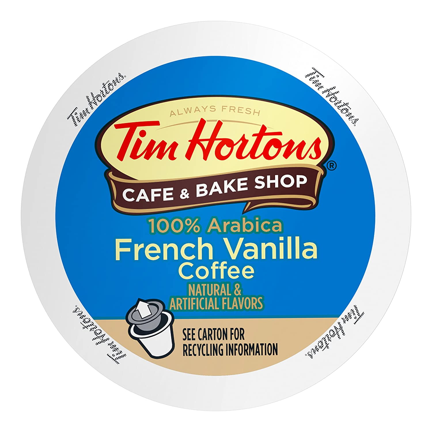 Tim Hortons French Vanilla Blend Coffee Capsule, Compatible with Keurig
