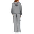 thumbnail image 4 of Huankd 2 Piece Lounge Sweat Sets Plus Size Fall Fashion Matching Sweatsuits Wide Leg Pants Travel Outfit Winter Clothes Gray M, 4 of 5