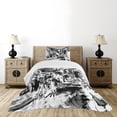 thumbnail image 4 of Ambesonne Black and White Quilted Bedspread Set 2 Pcs, Grunge Art, Twin Size, White Black and Grey, 4 of 5