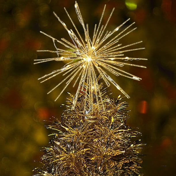 Estrella para la punta del árbol de Navidad | Lámpara colgante de estrella de hierro poligonal explosiva | Adorno dorado para la punta del árbol de Navidad para decoraciones festivas