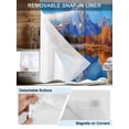 thumbnail image 3 of No Hook Cloth Fabric Shower Curtain with Snap in Liner, Blue Mountain Waterproof Shower Curtains Set with See Through Top Window, Yellow Forest Modern Art Farmhouse Bath Curtains Shower 36"x72", 3 of 6