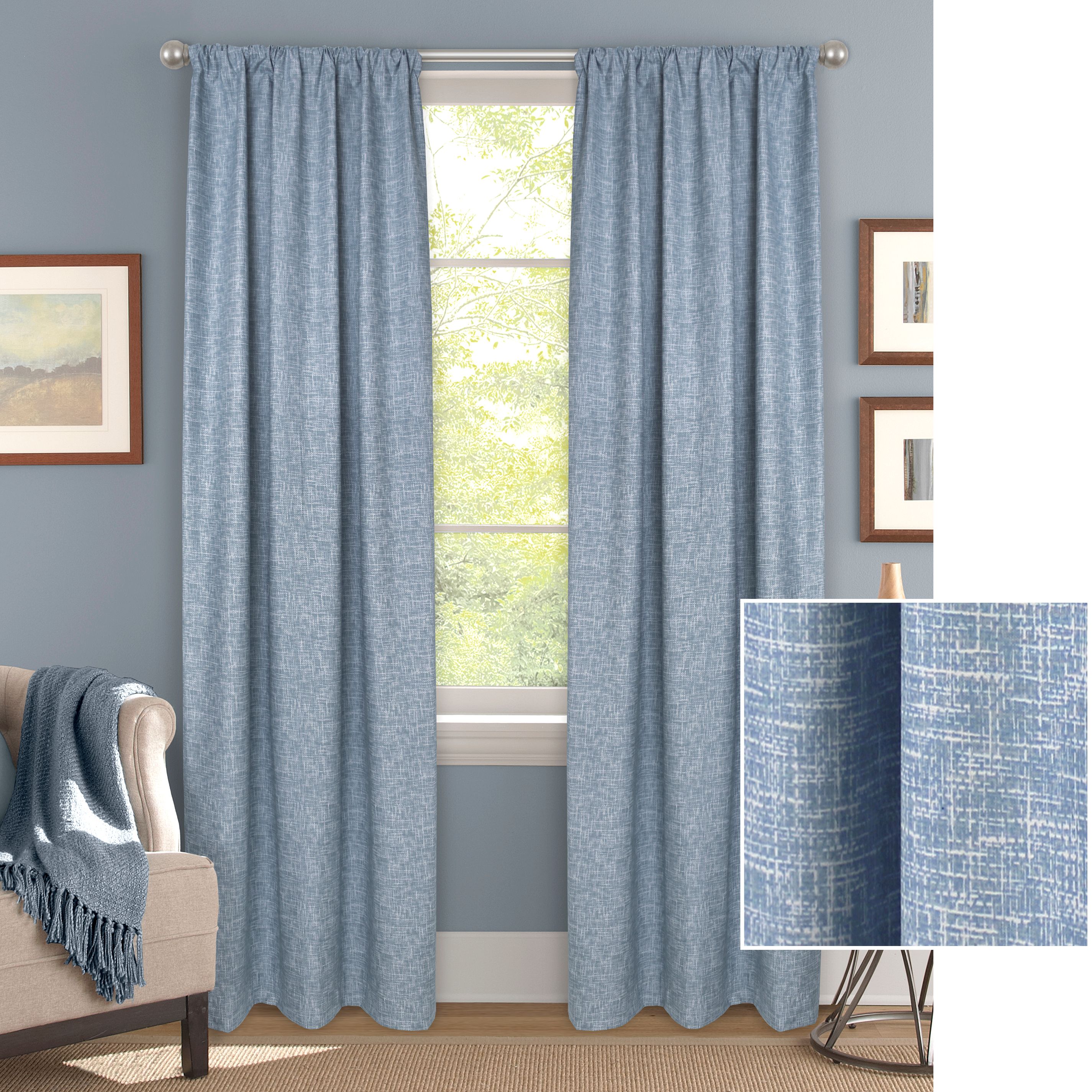 Mainstays Linen Print Single Blackout Curtain Panel