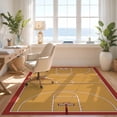 thumbnail image 3 of Design&I 4'x6' Ultra Soft Area Rug, Scoreboard Motif Bold Stripe Border Center Repeating Basketball Lines Refined None Fluffy Washable Non Shedding for Bedroom Living Room Home Office, 3 of 7