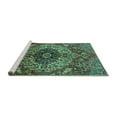 thumbnail image 2 of Ahgly Company Machine Washable Indoor Rectangle Medallion Turquoise Blue Traditional Area Rugs, 6' x 9', 2 of 4