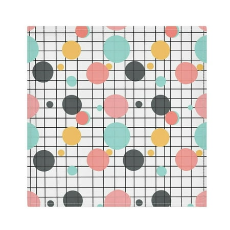 

JSTEL Polka Dot Grid Lines Cloth Napkins Set of 6 20x20 Inch Washable and Reusable Napkin for Decoupage Dinner Party Everyday Use