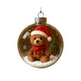 thumbnail image 2 of Transparent Crystal Christmas Ball Ornament 3.15 Inch, Small Animal Figurine with Santa Hat in Snow Globe, Mini Winter Scene Tree Pendant for Holiday Decor, Festive Gift, 2 of 6