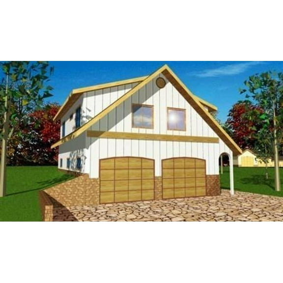 001-4007: Garage Apartment 2 Bed, 1 Bath Luxury Home Plan, 966 Sq Ft: Full Blueprints with License to Build by Home Plan Marketplace - Lesuto