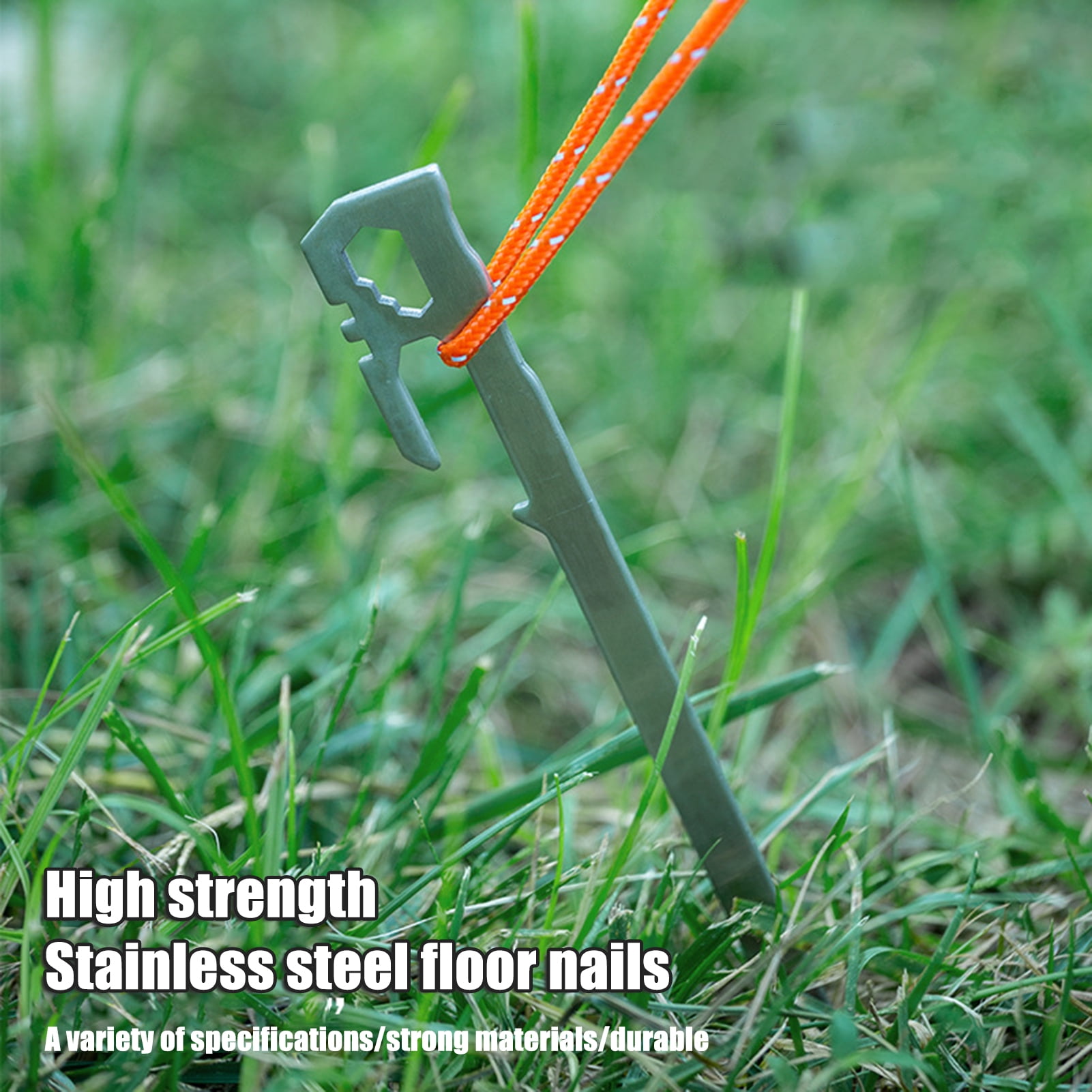 YIFAEUX 6Pcs 20/35CM Camping Tent Stake Heavy Duty Stainless Steel Multi-functional Outdoor Garden Yard Tarp Canopy Windproof Ground Spike Metal Tent Peg
