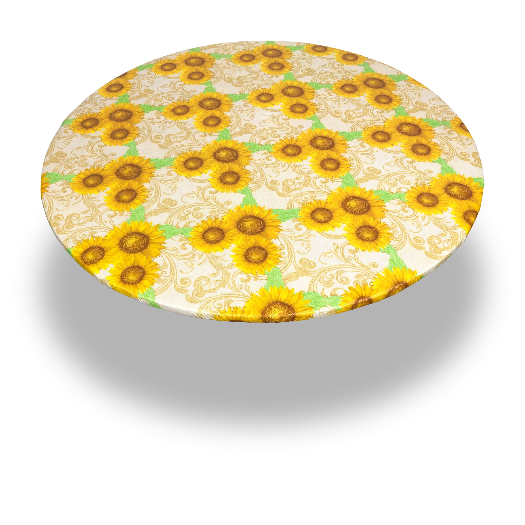 Carnation Home Fashions Sunflowers 60 Inch Round Fitted Vinyl Tablecloth Com