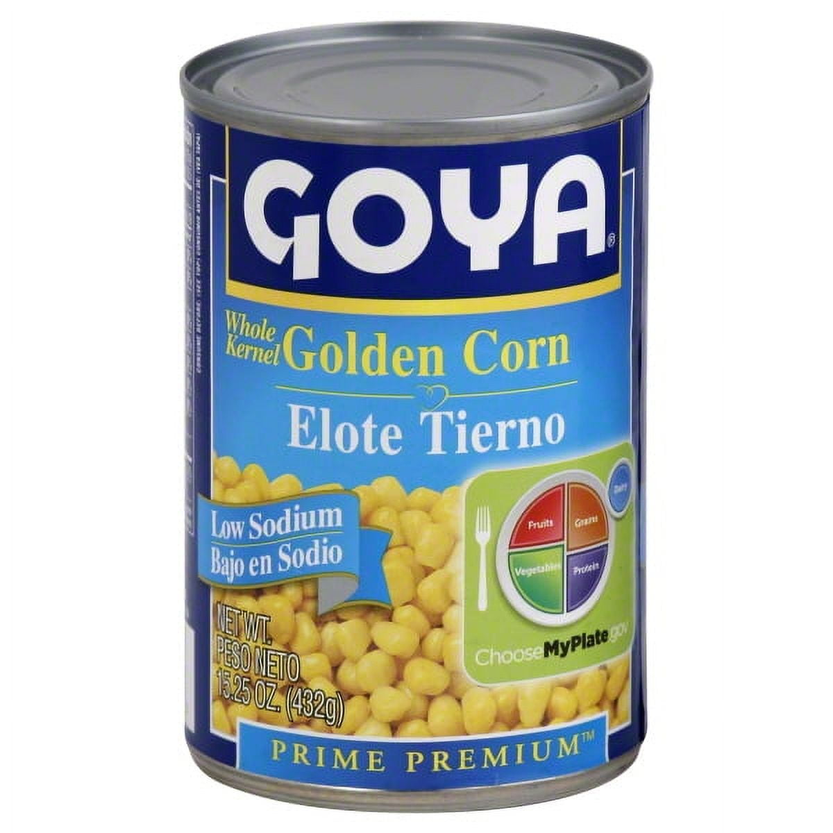 GOYA Whole Kernel Golden Corn 15.25 Oz, canned corn, low sodium