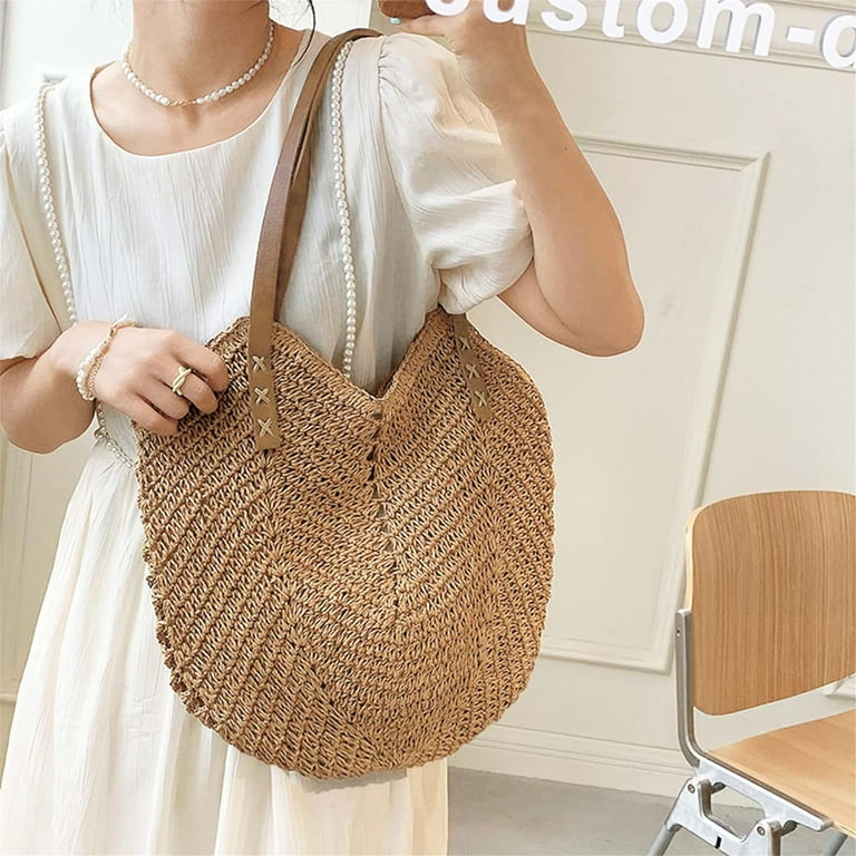 Women Straw Tote Bag Summer Beach Bags Large Woven Fishing