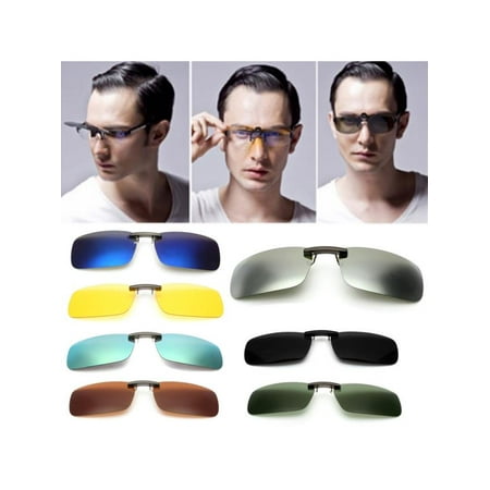 Lightweight Polarized Sunglasses Clip-On Lens Lenses Glasses Clip Mirrored UV400 Fashion Day Night Vision Flip Up Metal Eyewear For Outdoor Fishing Night-Driving Men