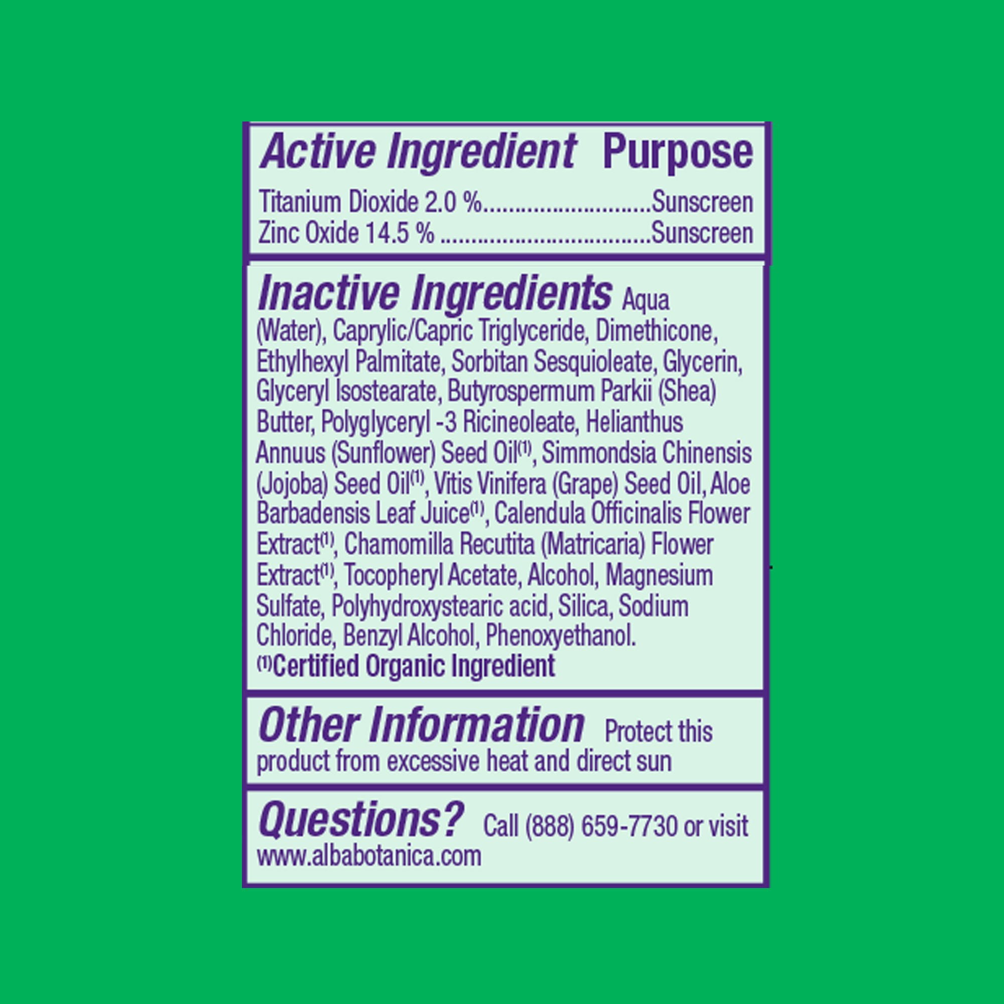 Alba Botanica Sensitive Mineral Sunscreen, Fragrance Free Lotion SPF 30 4 oz