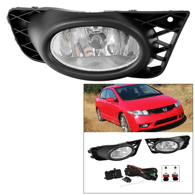 Fog Light Pair for Honda Civic 20092011 Sedan Clear Lens Foglamps Left