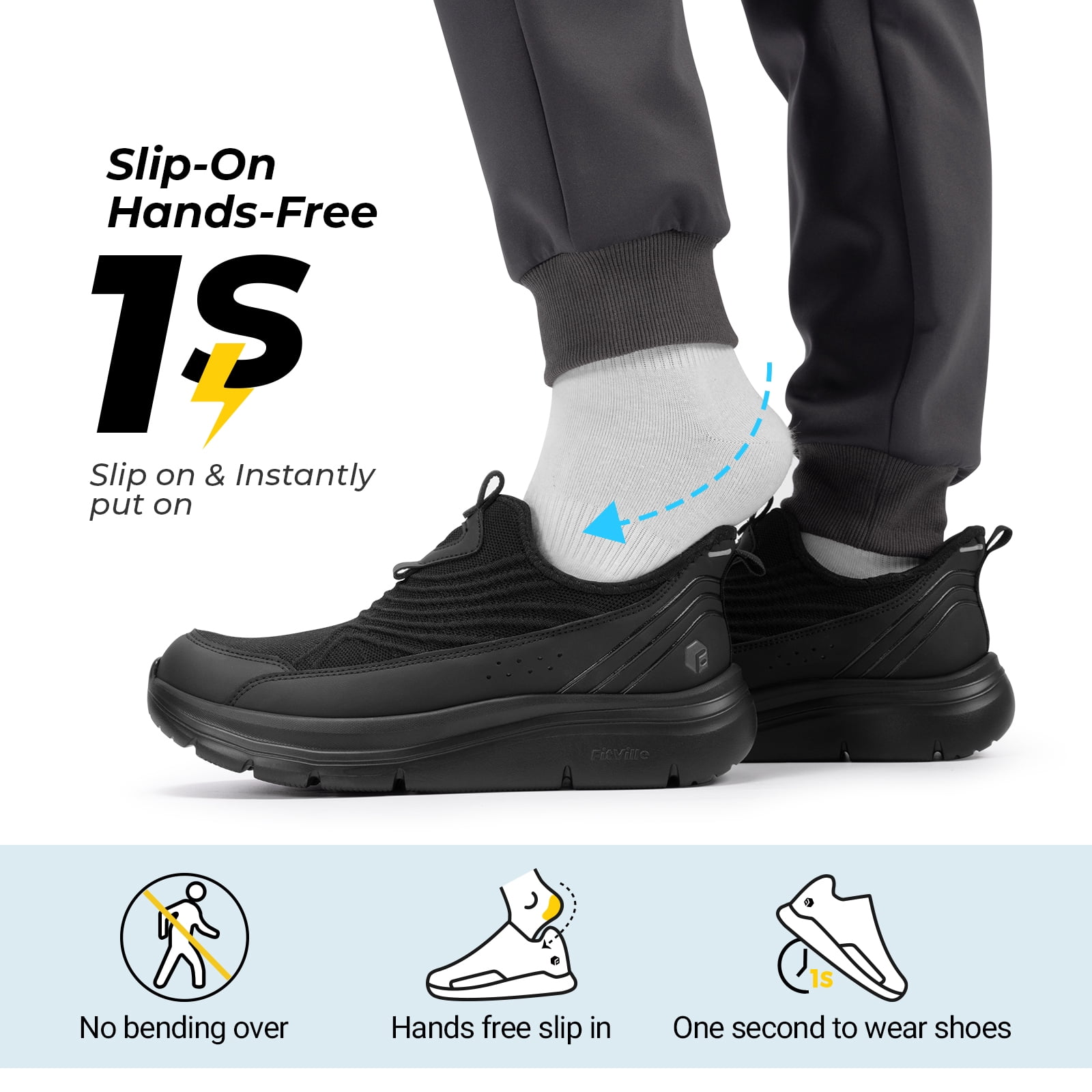 Baskets de Marche Slip-On Confortables & Respirantes - Pour Hommes