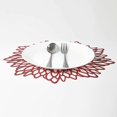thumbnail image 5 of 6 Pack Red Metallic Round Placemats Leaf Dining Table Decor, 5 of 5