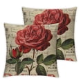 thumbnail image 2 of Nawypu ColorRoomRose Throw Pillow Cover, Blooming Red Rose with Flowers &amp;Green Leaves Pattern Decorative Square Pillowcases,Pack for Sofa,Couch,Bed. (Red Rose) 2pcs 20x20in, 2 of 6