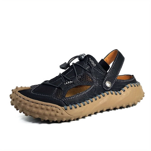 Sandalias de malla duraderas para hombres al aire libre: colores surtidos, suela de goma cómoda para la playa, zapatos antideslizantes para primavera y verano