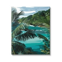 Stupell Industries Tropical Ocean Inlet Lush Palm Tree Hills Graphic Art Gallery Wrapped Canvas Print Wall Art, Design by Amelia Noyes