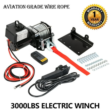 Zimtown 3000LBS 12V Electric Winch Kit ATV Steel Cable 1 PCS Wireless Remote Control (Best Winch Cable For Atv)