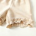 thumbnail image 6 of Povozer Toddler Girl Summer Outfits Baby Girl Comfortable Breathable Set Cute Checkered Print Short Sleeve Shorts 2pcs Set,Size 3-4 Years,Beige, 6 of 6